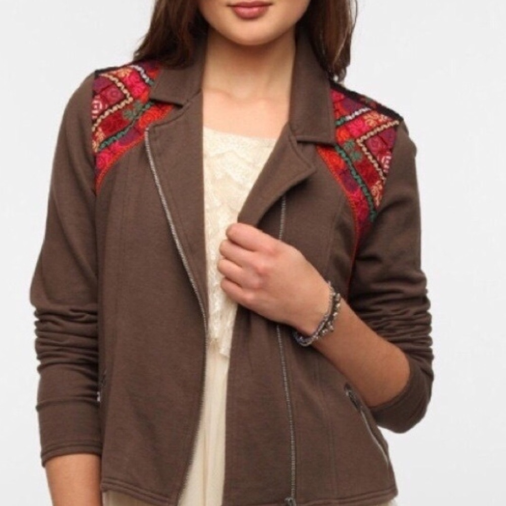 Urban Outfitters Ecote Embroidered Moto Sweatshirt